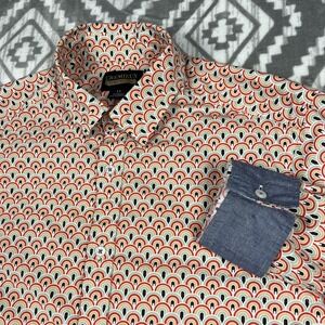 CREMIEUX Premium Denim Shirt Mens XLT Geometric LS Button Flip Cuff Cotton EUC